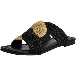 imageNine West Womens Quara Flat SandalBlackNatural 001