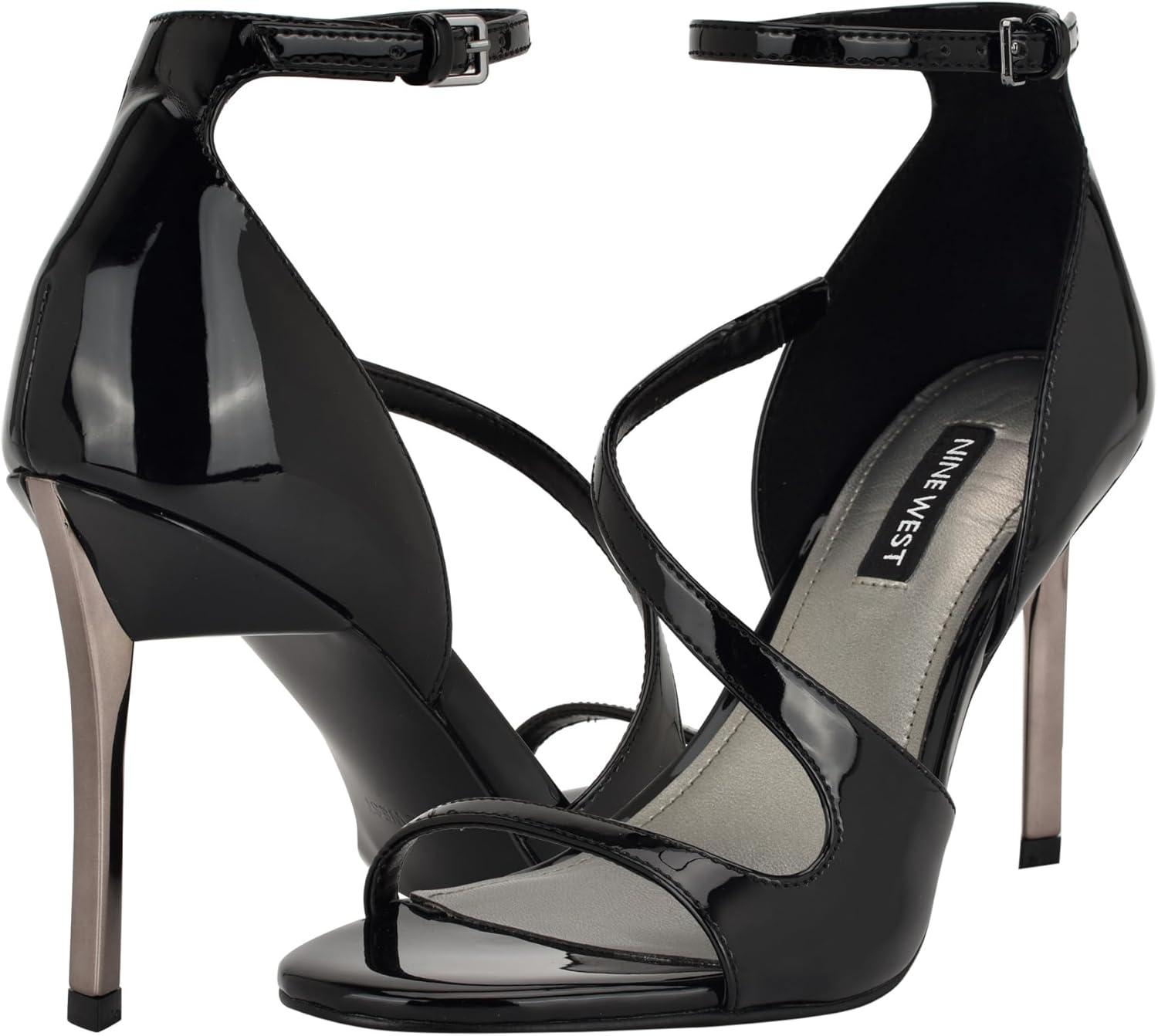 imageNine West Womens Shimmy Heeled SandalBlack Patent 001