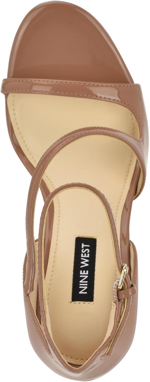 imageNine West Womens Shimmy Heeled SandalMedium Natural Patent 101