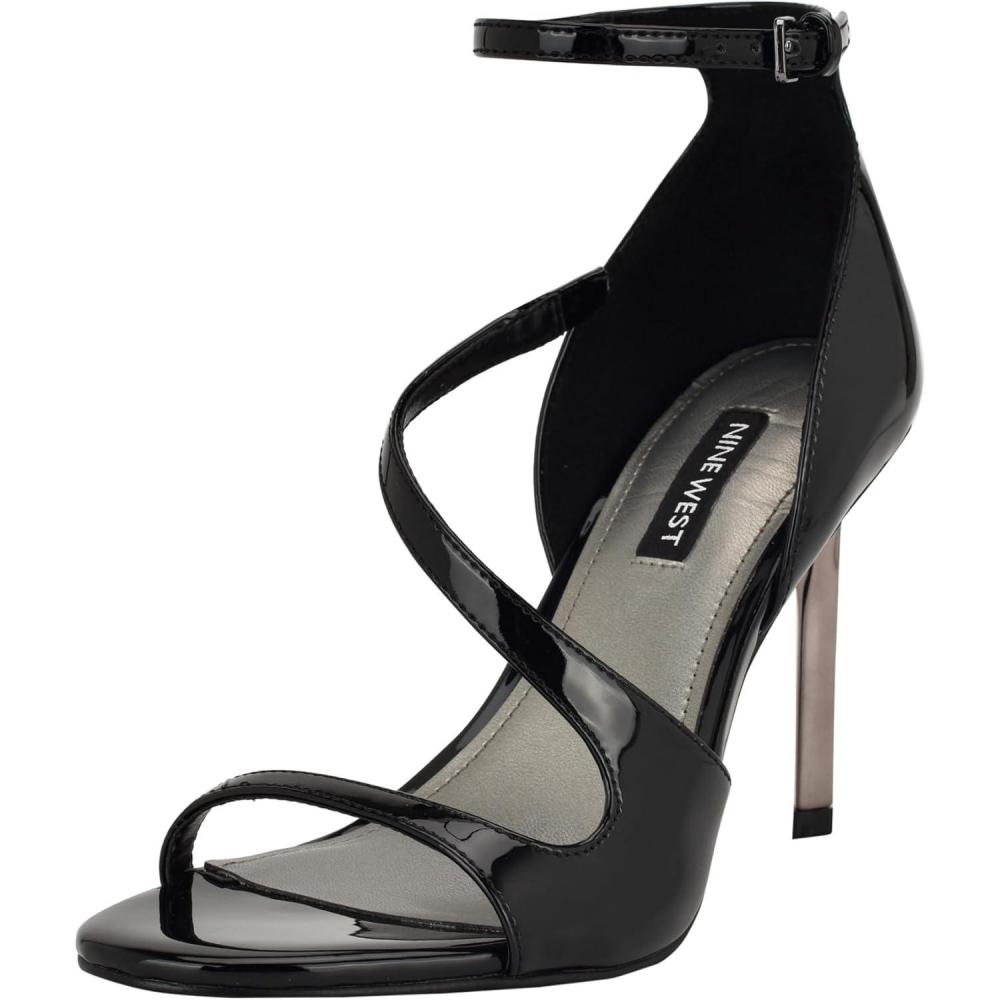 imageNine West Womens Shimmy Heeled SandalBlack Patent 001