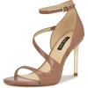 imageNine West Womens Shimmy Heeled SandalMedium Natural Patent 101