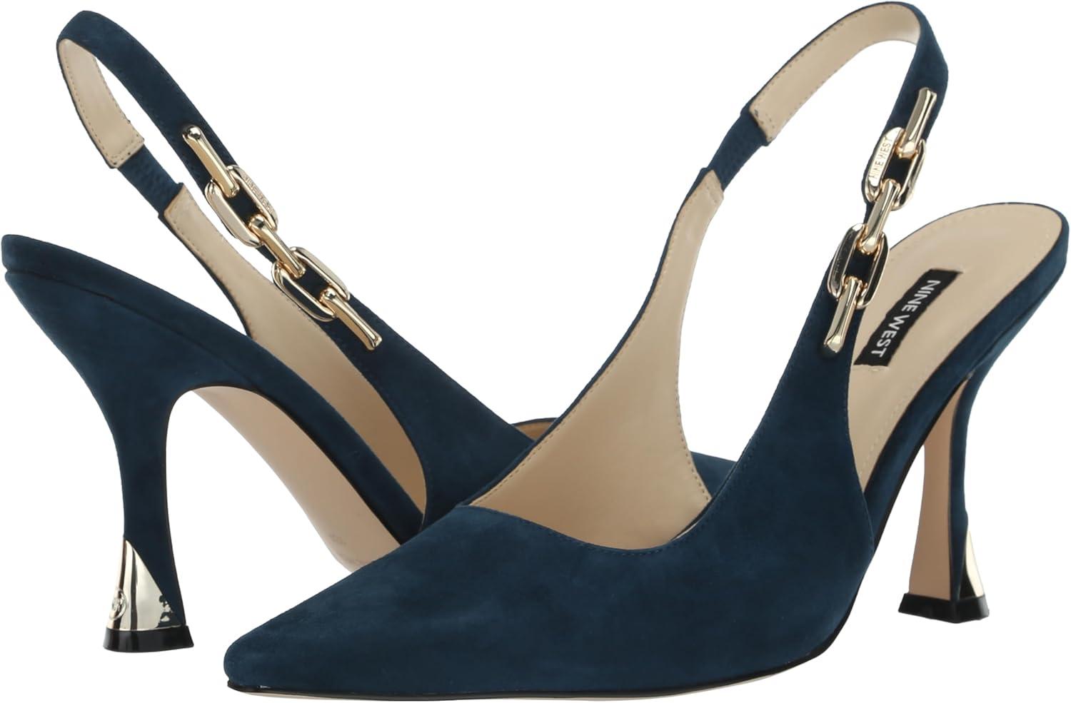 imageNine West Womens Veroni PumpDark Teal Blue Suede