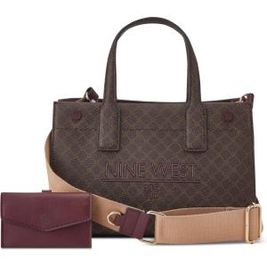 imageNine West Pauline Mini Tote CrossbodyDark Brown Logo Boysenberry