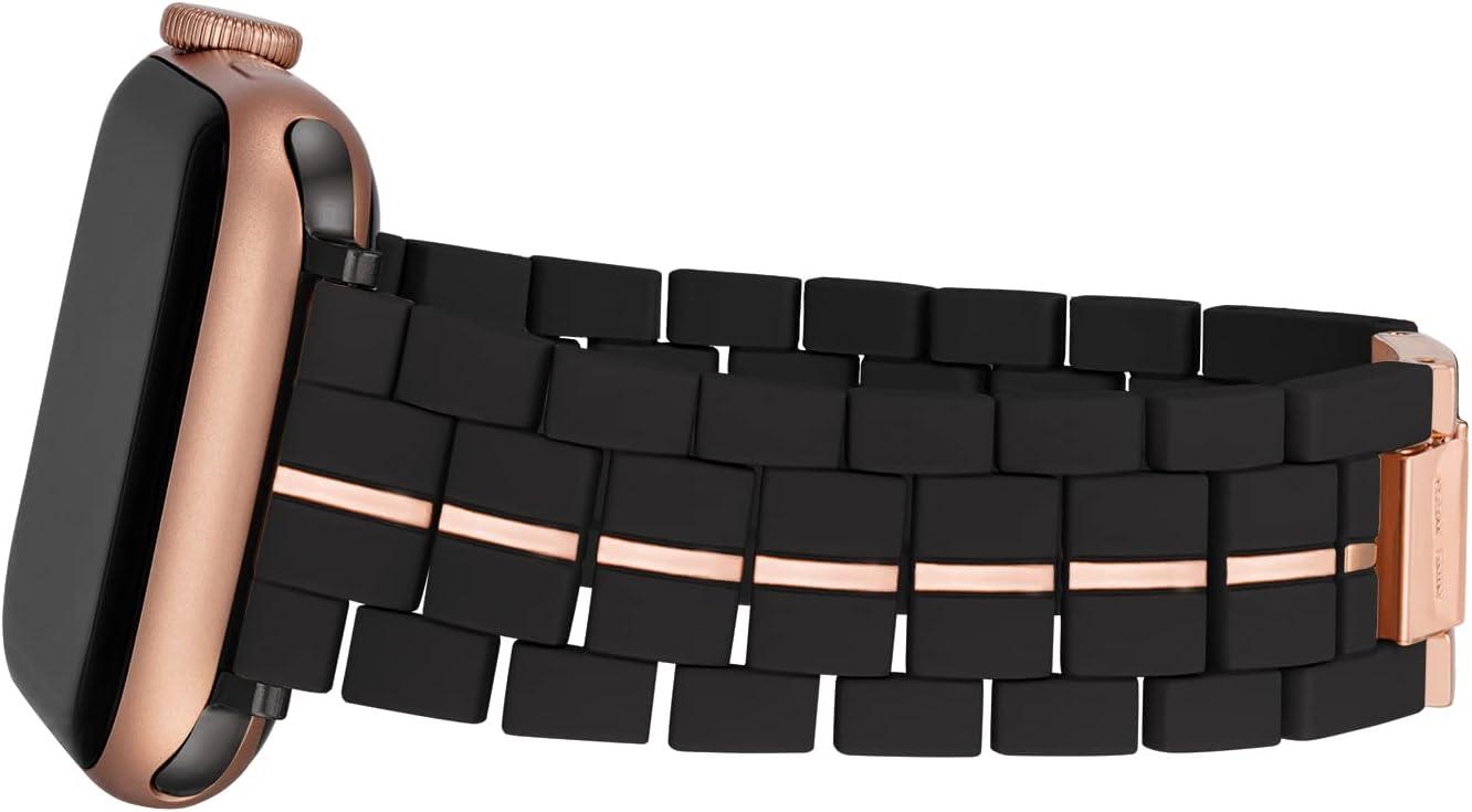 imageNINE WEST Fashion Rubberized Bracelet for Apple Watch Secure AdjustableBlackRose Gold