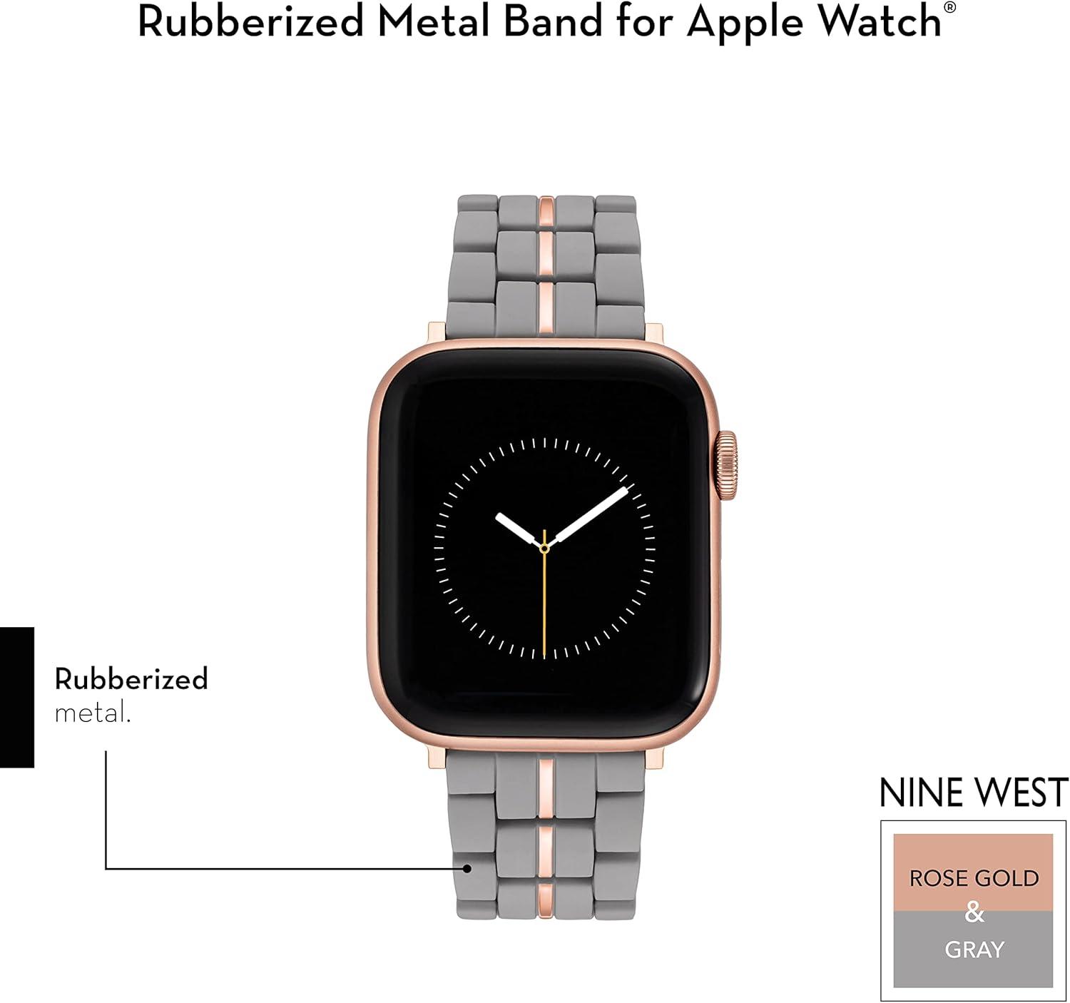 imageNINE WEST Fashion Rubberized Bracelet for Apple Watch Secure AdjustableGreyRose Gold