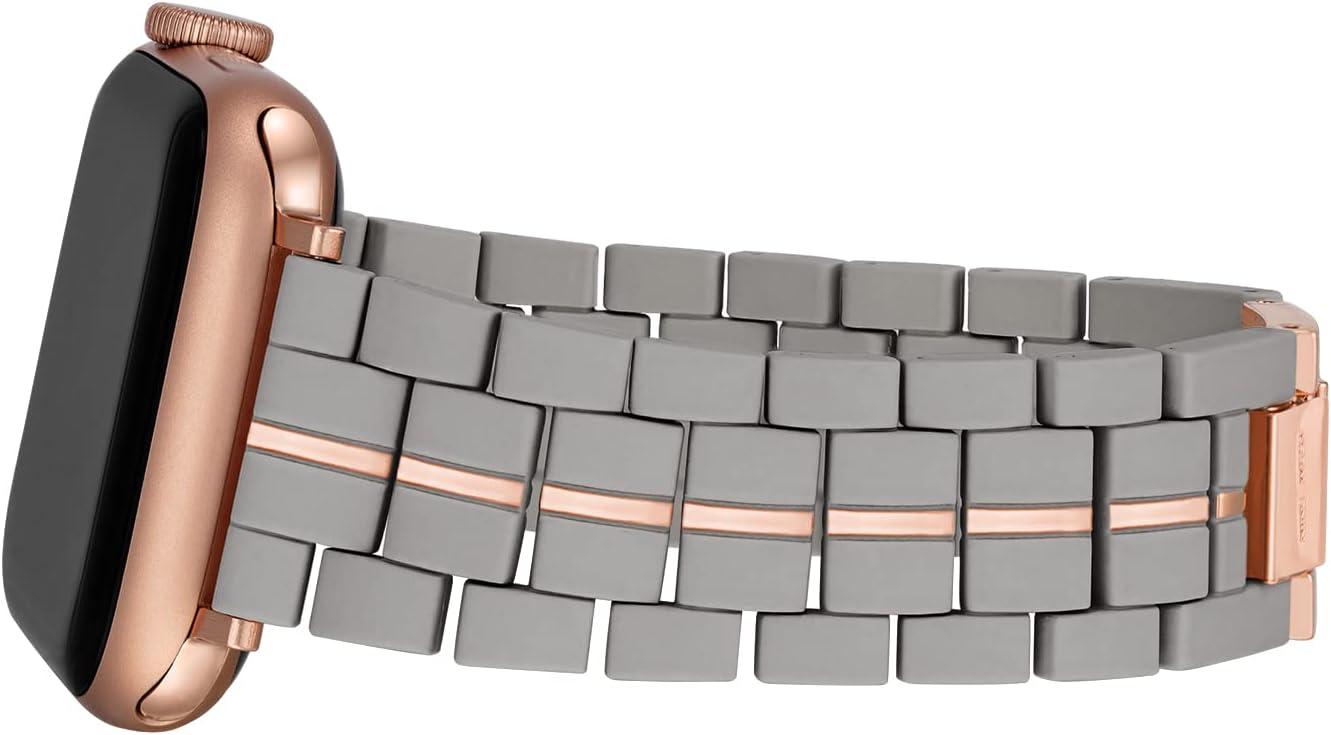 imageNINE WEST Fashion Rubberized Bracelet for Apple Watch Secure AdjustableGreyRose Gold