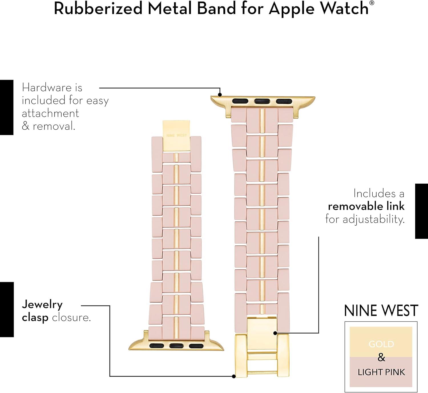 imageNINE WEST Fashion Rubberized Bracelet for Apple Watch Secure AdjustableLight PinkGold