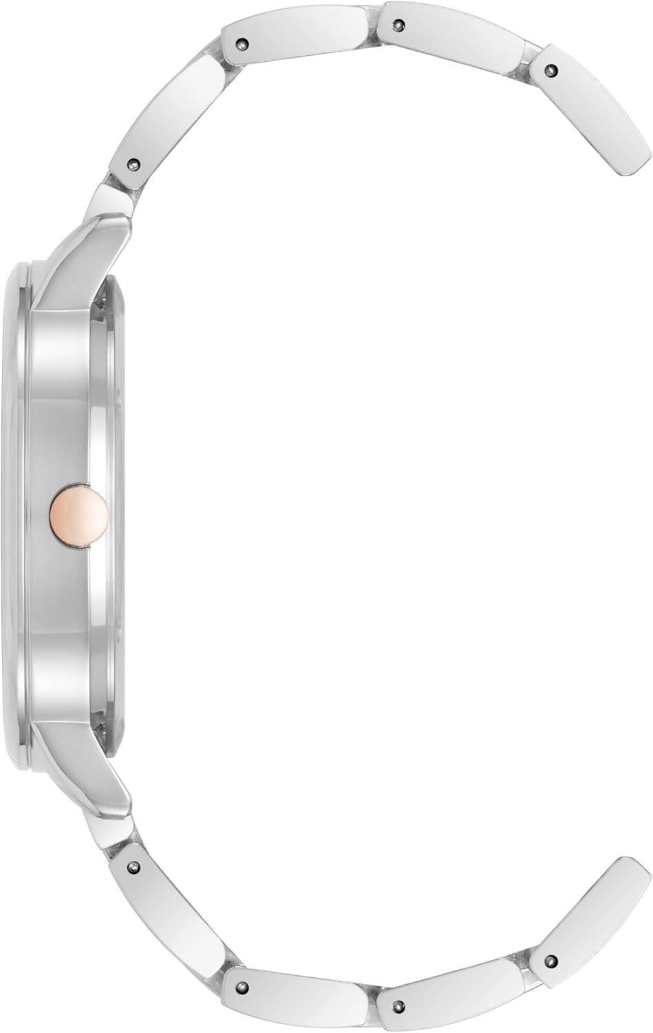 imageNine West Womens Crystal Accented Bracelet WatchGreySilver