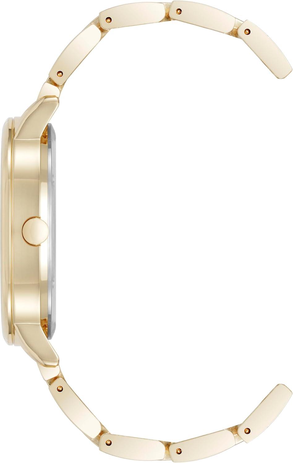 imageNine West Womens Crystal Accented Bracelet WatchWhiteGold