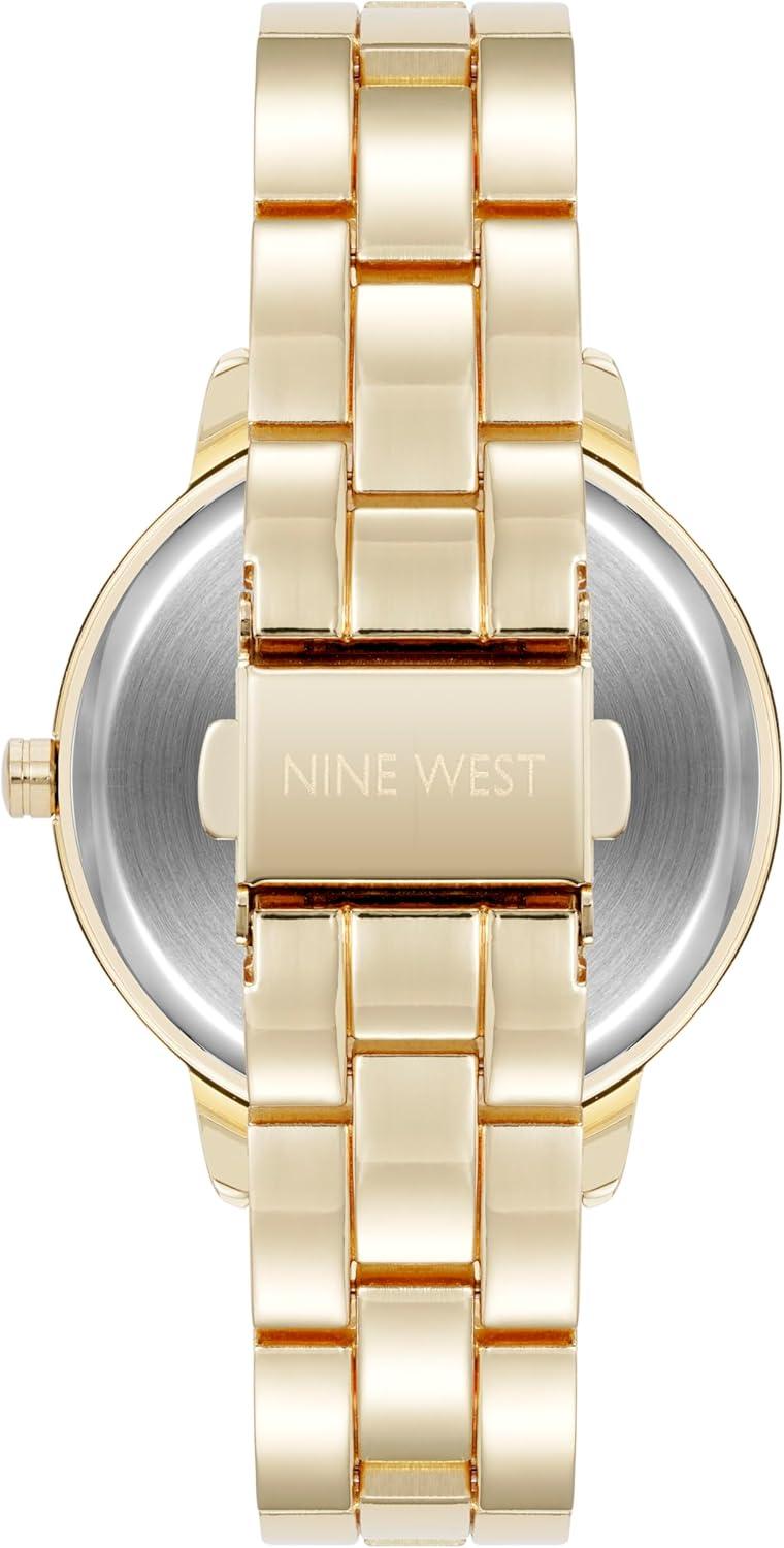 imageNine West Womens Crystal Accented Bracelet WatchWhiteGold