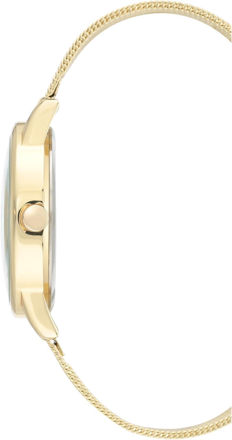imageNine West Womens Floral Dial Mesh Bracelet WatchGold
