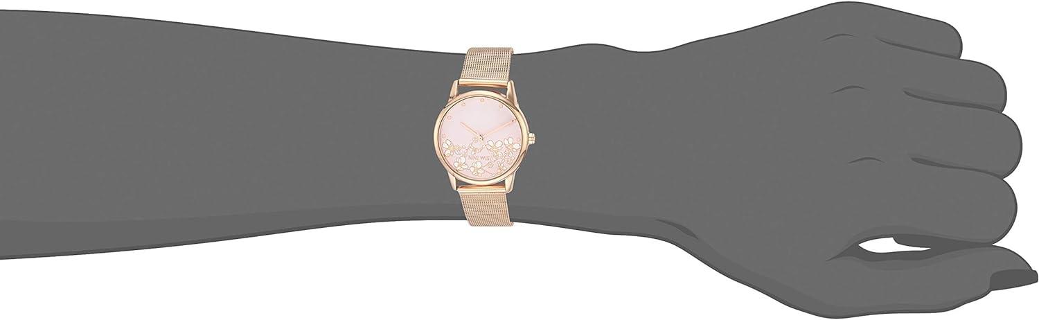 imageNine West Womens Floral Dial Mesh Bracelet WatchRose Gold