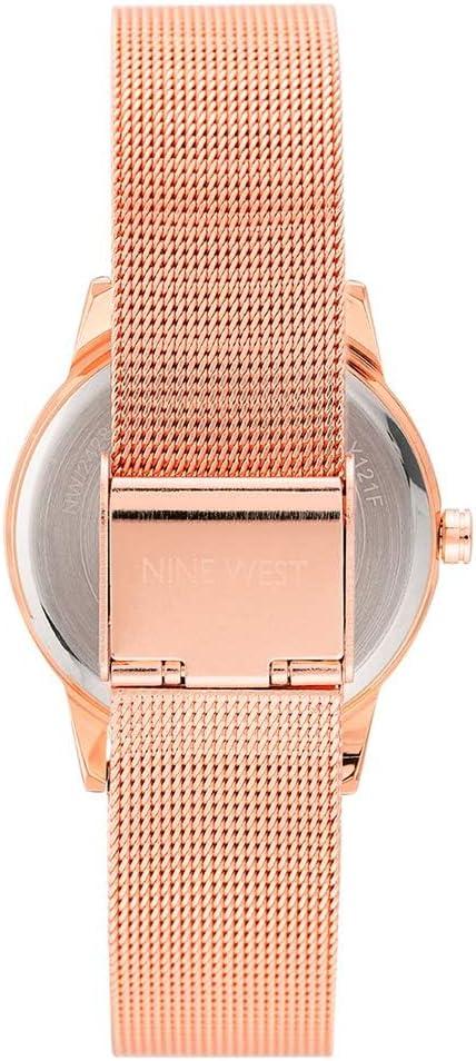 imageNine West Womens Floral Dial Mesh Bracelet WatchRose Gold