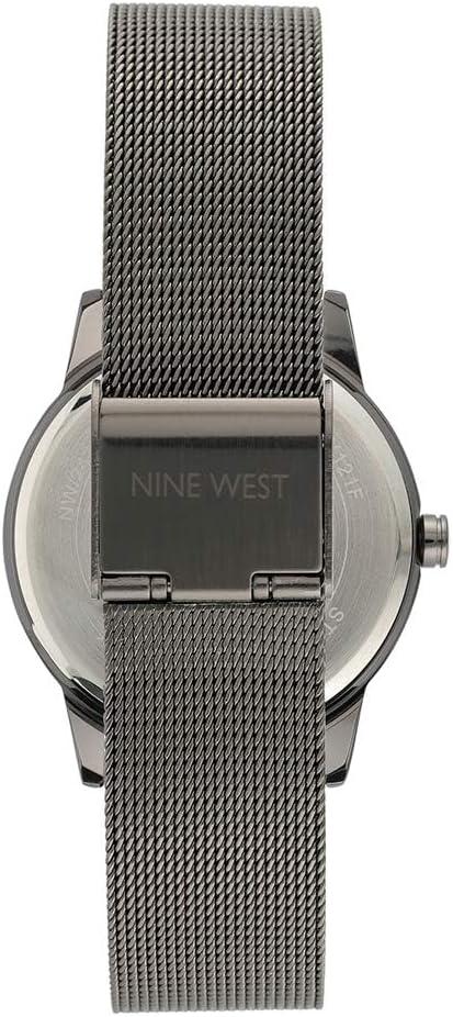 imageNine West Womens Floral Dial Mesh Bracelet WatchSilverGunmetal Grey