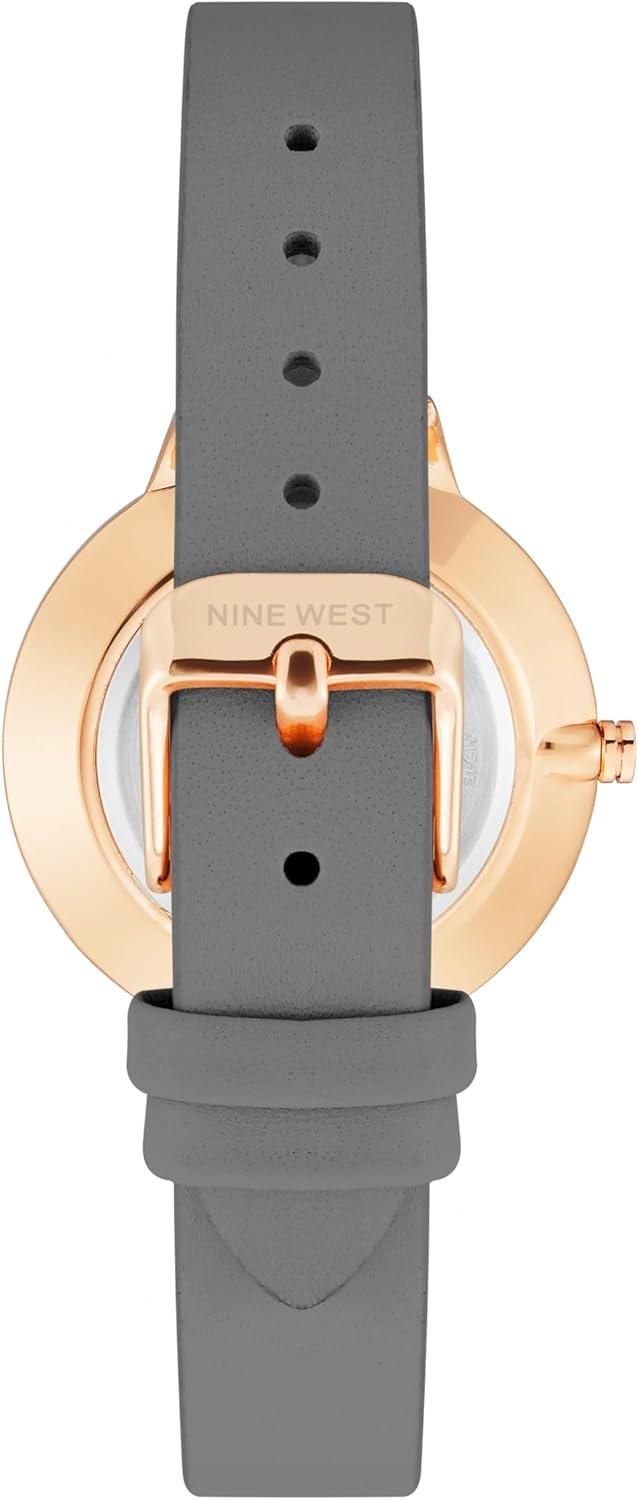 imageNine West Womens Floral Dial Smooth Strap WatchGreyRose Gold