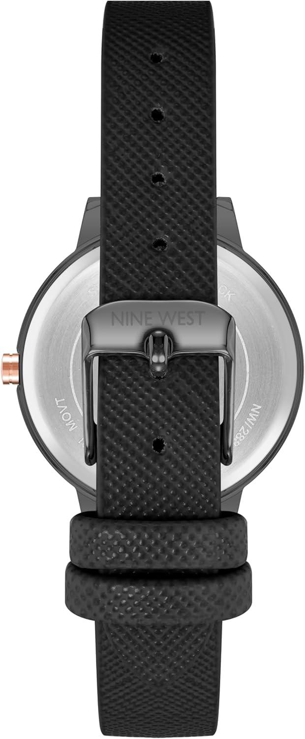 imageNine West Womens Floral Dial Strap Watch NW2284Black