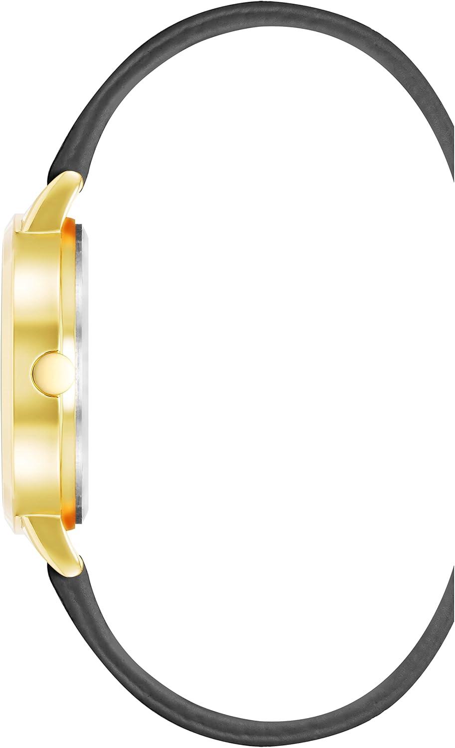 imageNine West Womens Floral Dial Strap Watch NW2284BlackGold