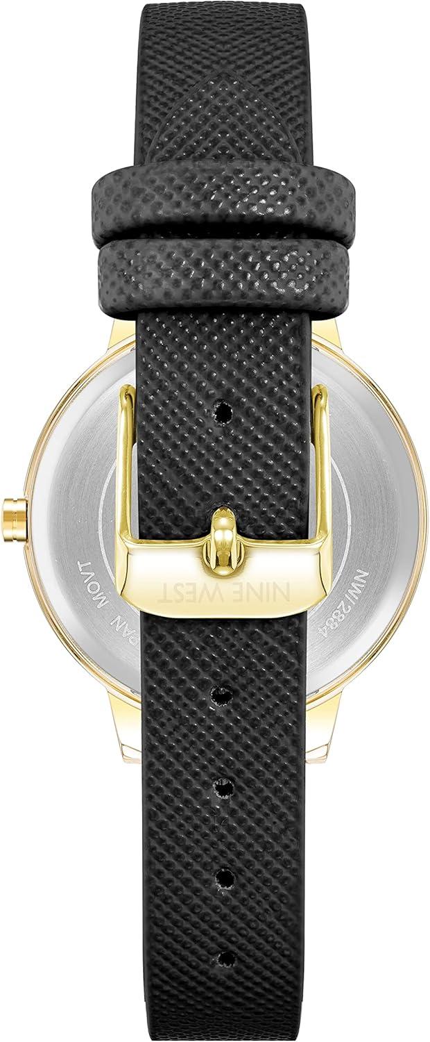 imageNine West Womens Floral Dial Strap Watch NW2284BlackGold