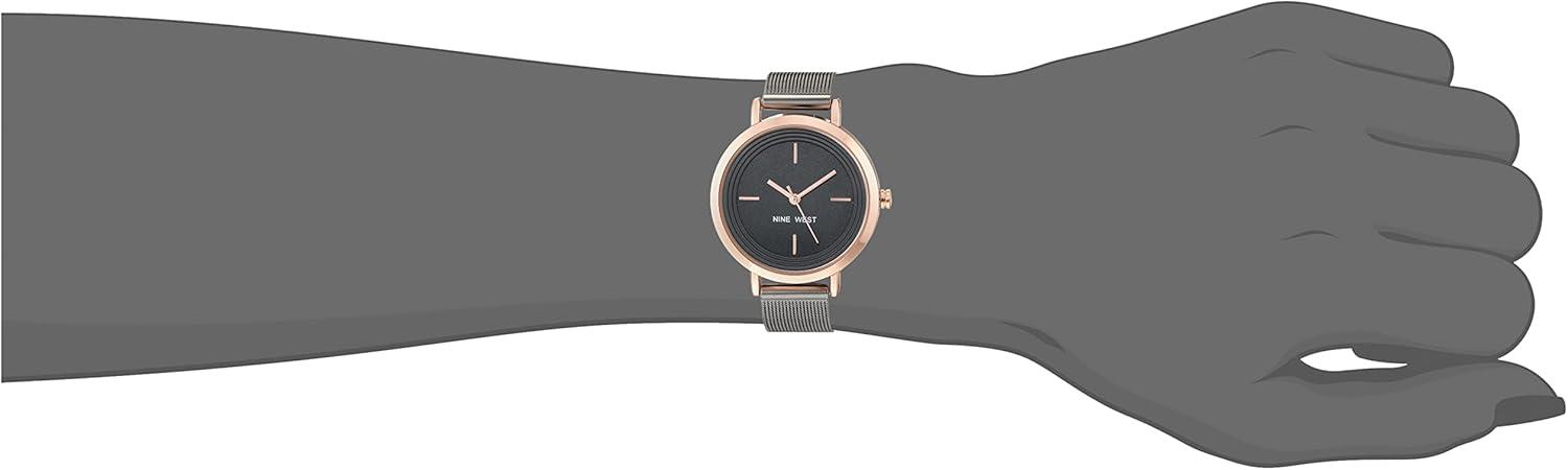 imageNine West Womens Mesh Bracelet WatchDark Gunmetal GreyRose Gold