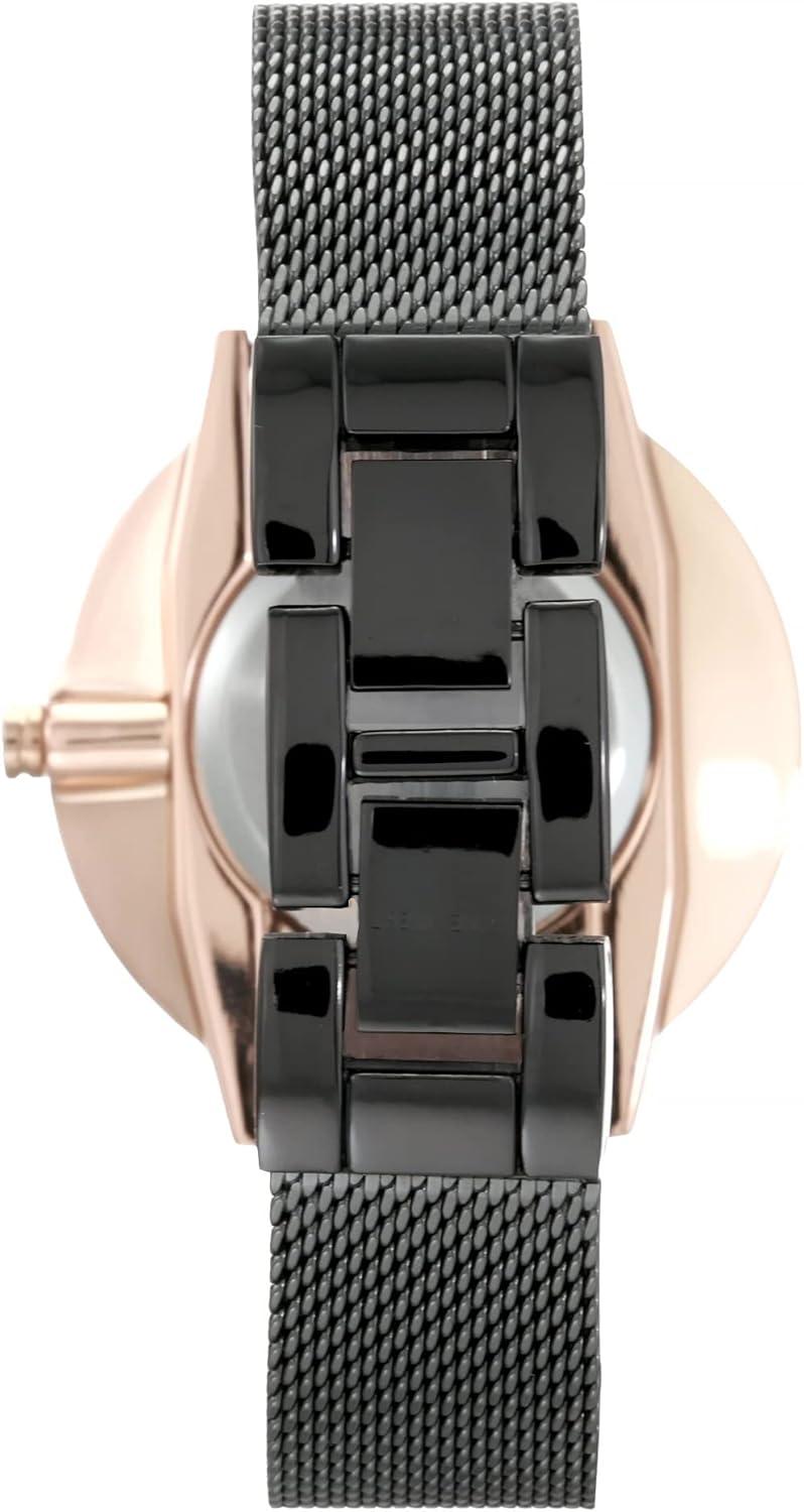 imageNine West Womens Mesh Bracelet WatchGunmetal GreyRose Gold