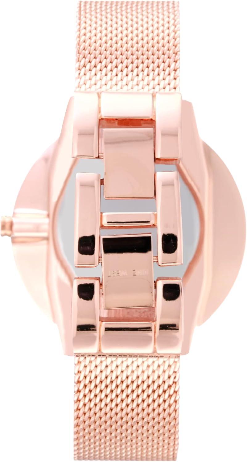 imageNine West Womens Mesh Bracelet WatchRose GoldNavy