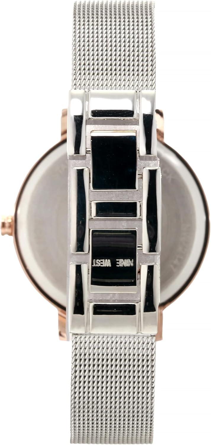 imageNine West Womens Mesh Bracelet WatchSilverRose GoldTone