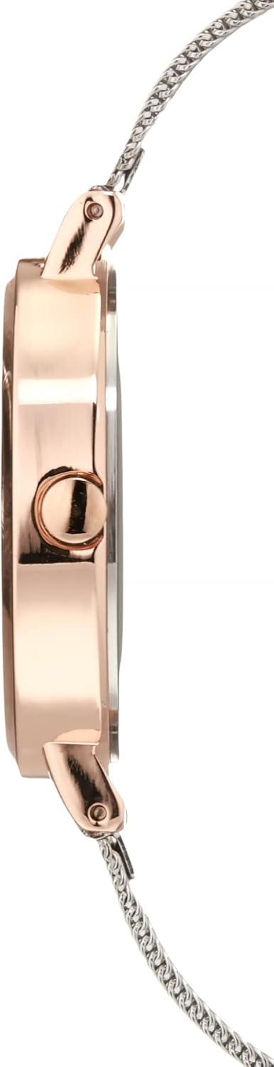 imageNine West Womens Mesh Bracelet WatchSilverRose GoldTone