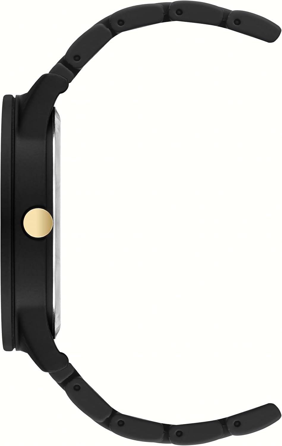 imageNine West Womens Metal Bracelet Watch with Rubberized CoatingBlack