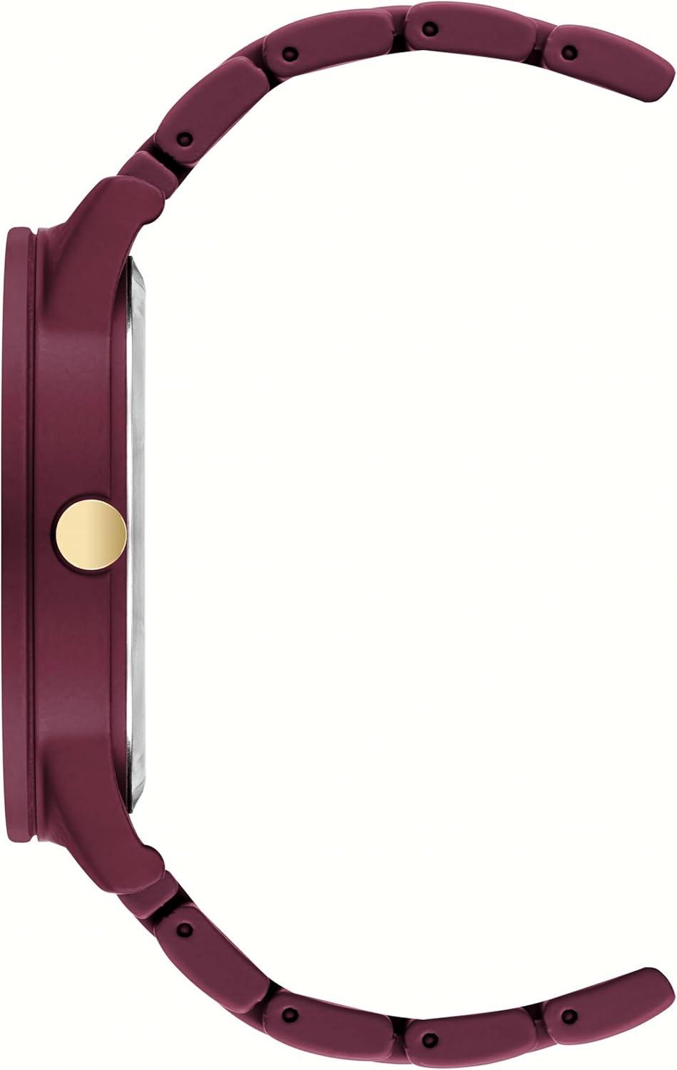 imageNine West Womens Metal Bracelet Watch with Rubberized CoatingBurgundy