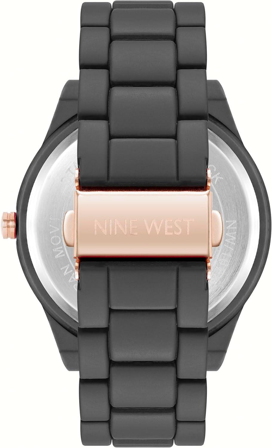 imageNine West Womens Metal Bracelet Watch with Rubberized CoatingGray