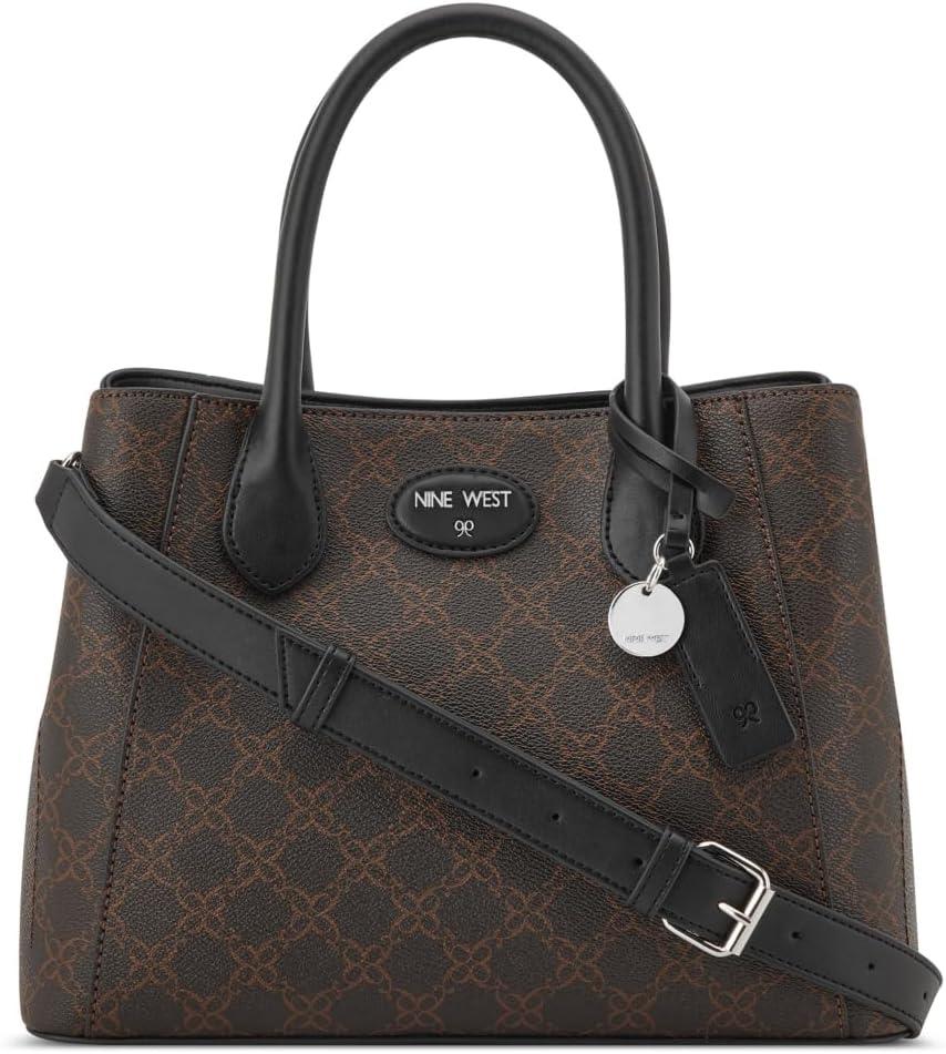 imageNine West womens Adeline SatchelBrown Logo Black