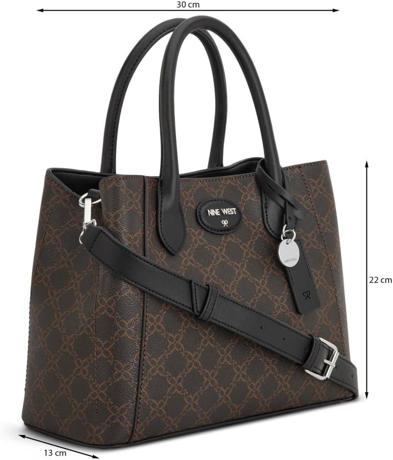 imageNine West womens Adeline SatchelBrown Logo Black