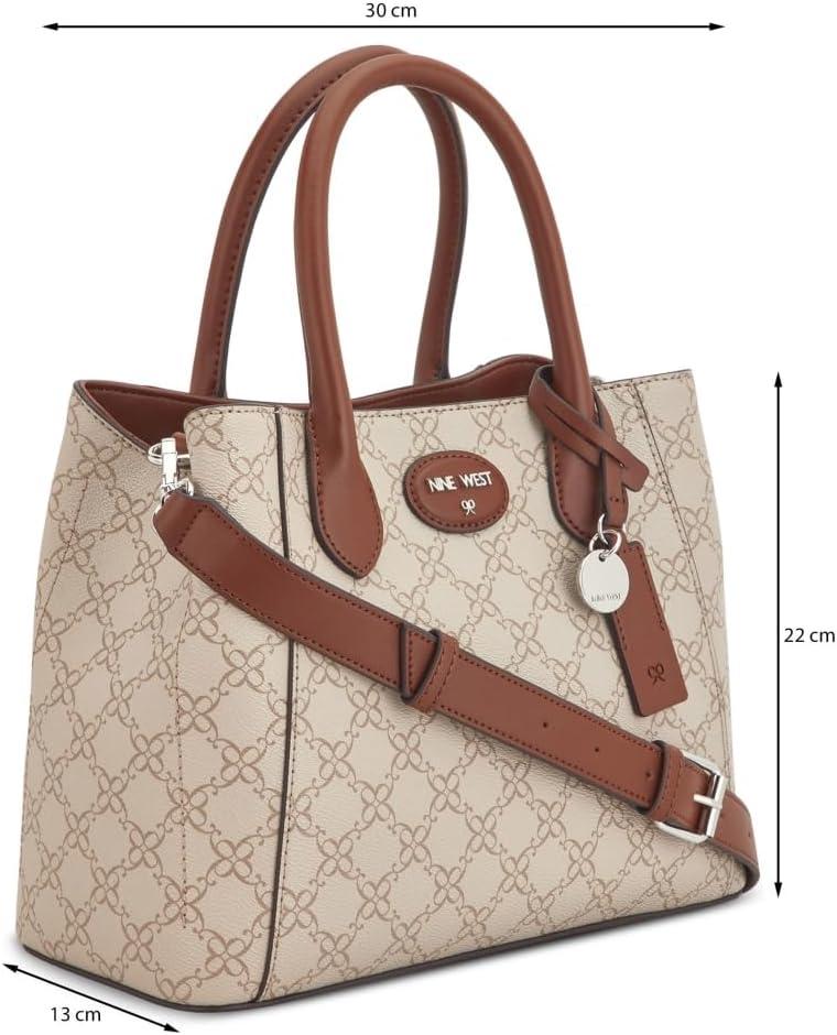 imageNine West womens Adeline SatchelMushroom Logo Mahogany
