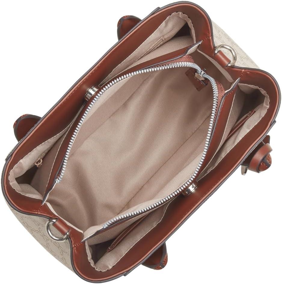 imageNine West womens Adeline SatchelMushroom Logo Mahogany