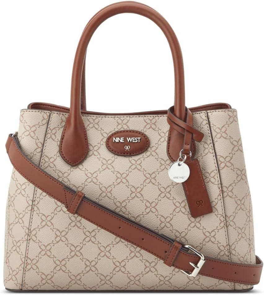 imageNine West womens Adeline SatchelMushroom Logo Mahogany