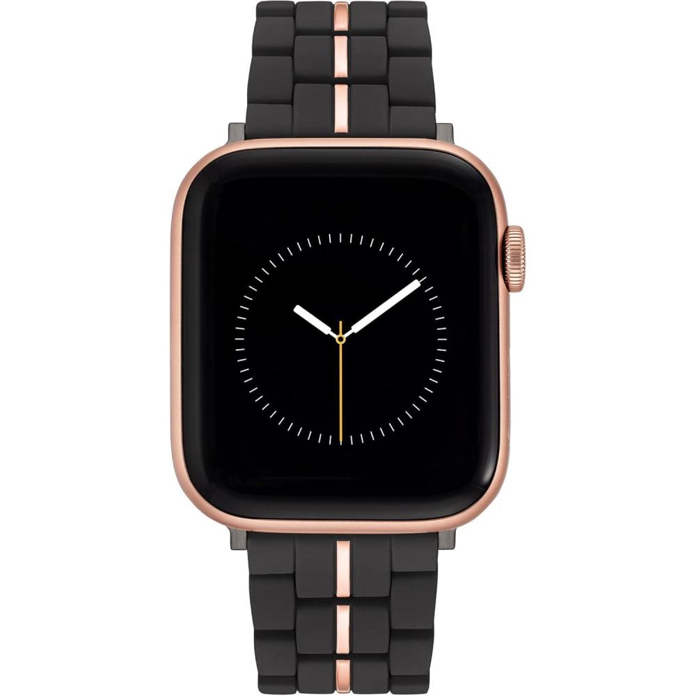 imageNINE WEST Fashion Rubberized Bracelet for Apple Watch Secure AdjustableBlackRose Gold
