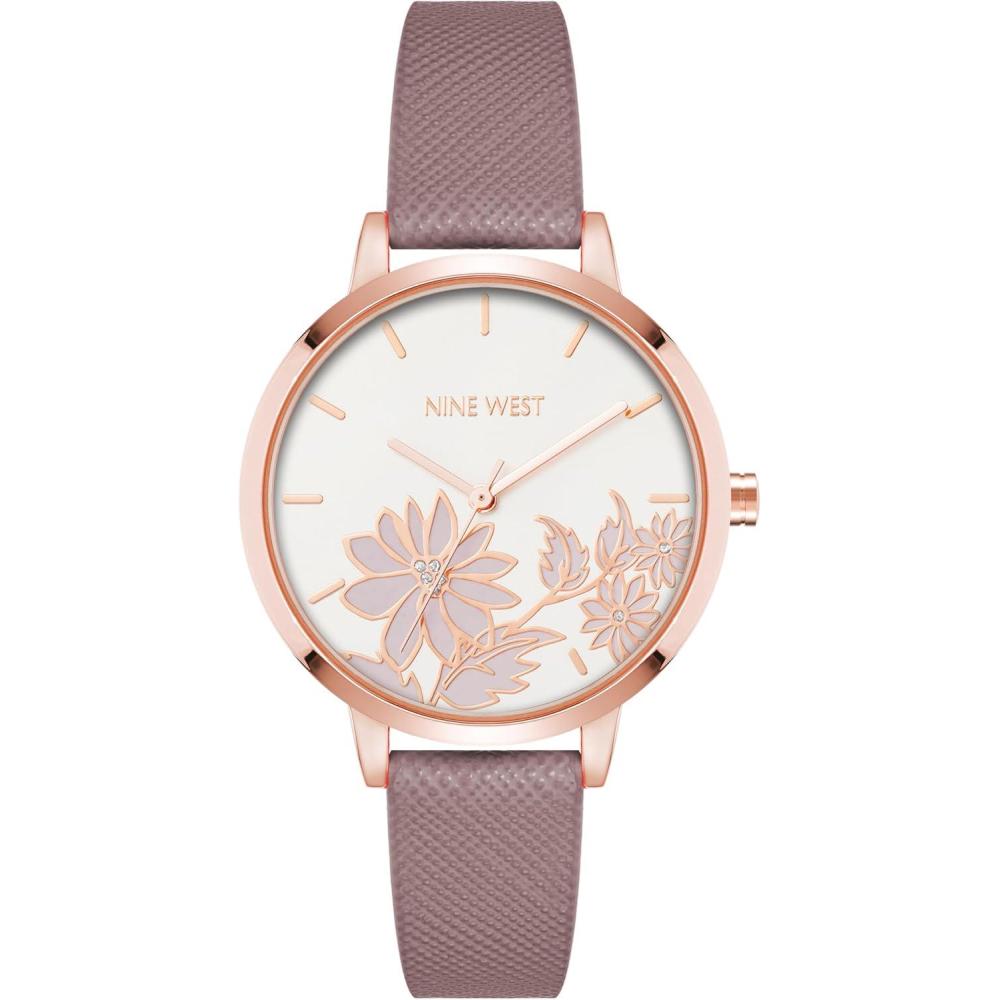 imageNine West Womens Floral Dial Strap Watch NW2284Mauve