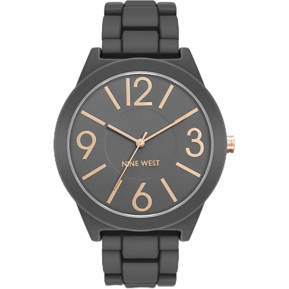 imageNine West Womens Metal Bracelet Watch with Rubberized CoatingGray