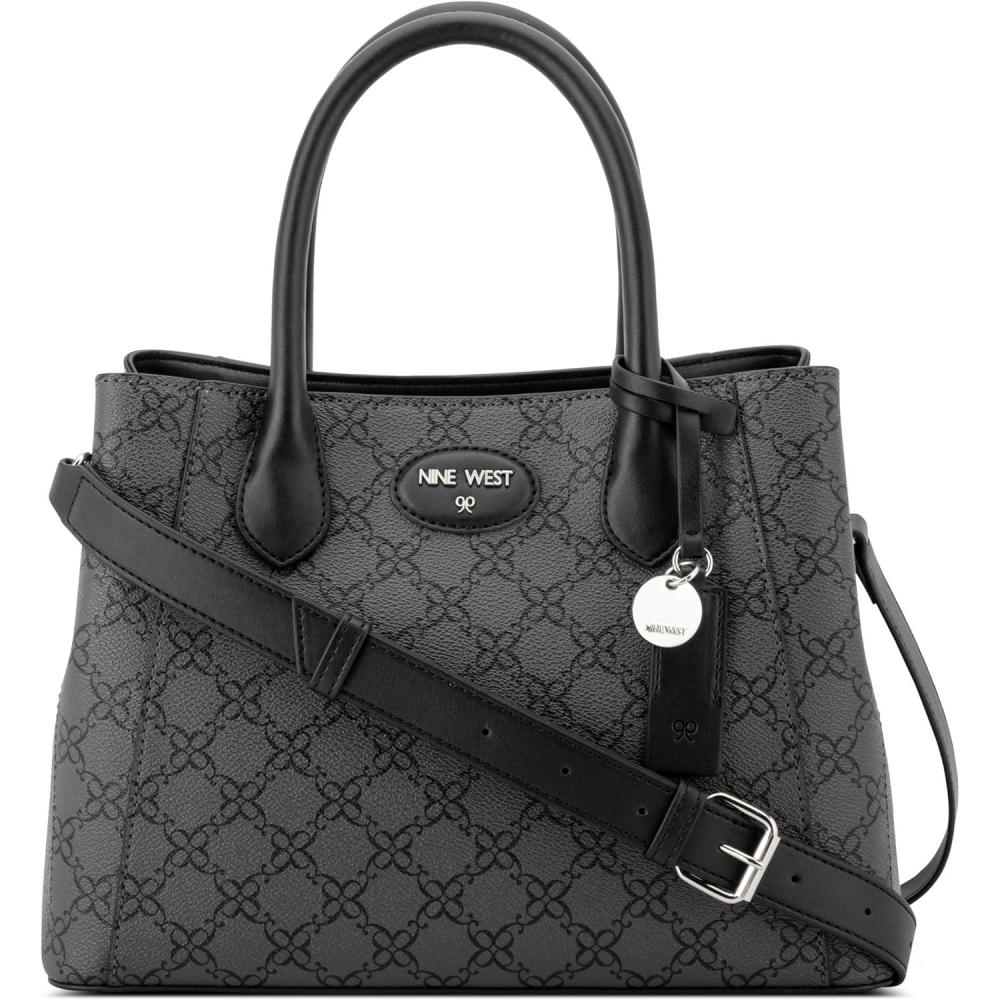 imageNine West womens Adeline SatchelJet Black Logo
