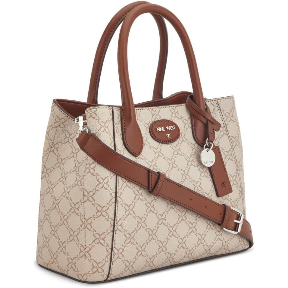 imageNine West womens Adeline SatchelMushroom Logo Mahogany