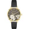 imageNine West Womens Floral Dial Strap Watch NW2284BlackGold