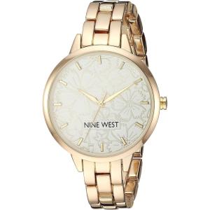 imageNine West Womens Floral Dial Bracelet WatchGold