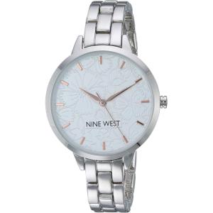 imageNine West Womens Floral Dial Bracelet WatchSilver
