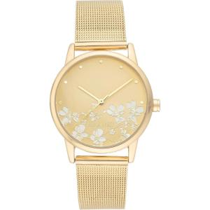 imageNine West Womens Floral Dial Mesh Bracelet WatchGold