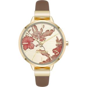 imageNine West Womens Floral Dial Smooth Strap WatchTan
