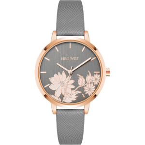 imageNine West Womens Floral Dial Strap Watch NW2284GreyRose Gold