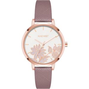 imageNine West Womens Floral Dial Strap Watch NW2284Mauve