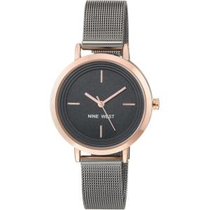 imageNine West Womens Mesh Bracelet WatchDark Gunmetal GreyRose Gold