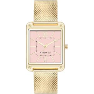 imageNine West Womens Mesh Bracelet WatchGoldPink