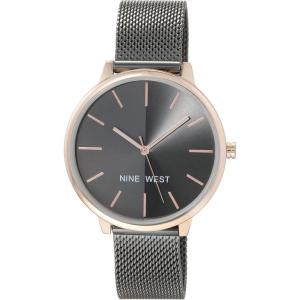 imageNine West Womens Mesh Bracelet WatchGunmetal GreyRose Gold